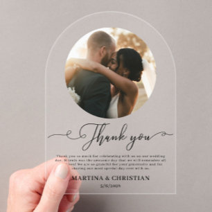 Invitations En Acrylique Mariage photo Merci Arch