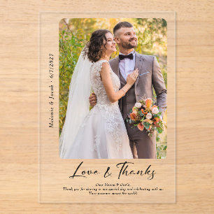 Invitations En Acrylique Mariage photo Merci effacer