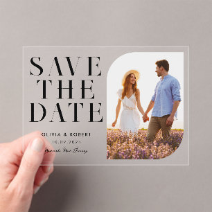 Invitations En Acrylique Mariage photo minimaliste moderne chic Enregistrer