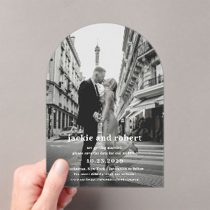 Invitations En Acrylique Mariage photo moderne minimal Enregistrer la date