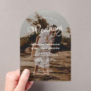 Invitations En Acrylique Mariage photo romantique stylish Script superposit