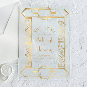 Invitations En Acrylique Mariage photo Vintage or déco