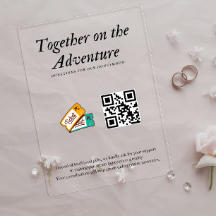 Invitations En Acrylique Mariage Registre Honeymoon Fund Qr Code Cadeau