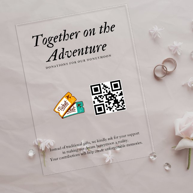 Invitations En Acrylique Mariage Registre Honeymoon Fund Qr Code Cadeau (Wedding Registry Honeymoon Fund Qr Code Gift Acrylic Invitations)