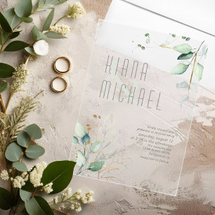 Invitations En Acrylique Mariage Rêveur de Verdure Vert/Bleu ID817