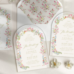 Invitations En Acrylique mariage romantique délicat floral arch printemps j