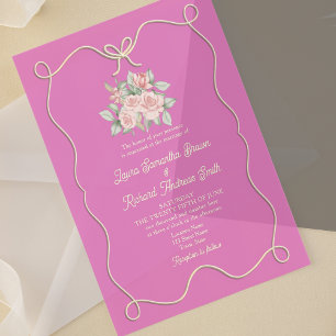 Invitations En Acrylique Mariage rose de la poche