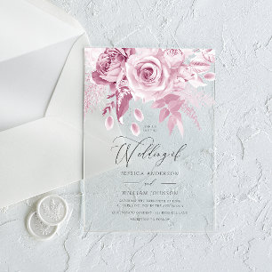 Invitations En Acrylique Mariage rose pâle concepteur