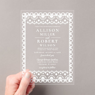 Invitations En Acrylique Mariage Rose Papier Picado Mexicain
