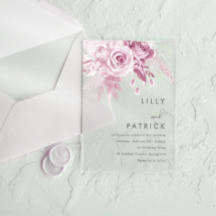 Invitations En Acrylique Mariage Roses Roses Designer