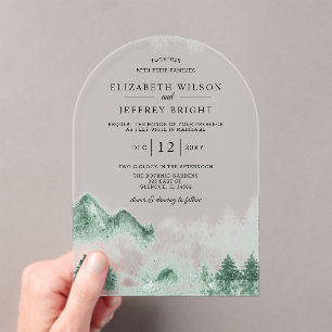 Invitations En Acrylique Mariage Rustic Pine Mountains