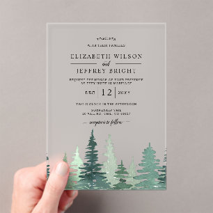 Invitations En Acrylique Mariage Rustic Pine Mountains