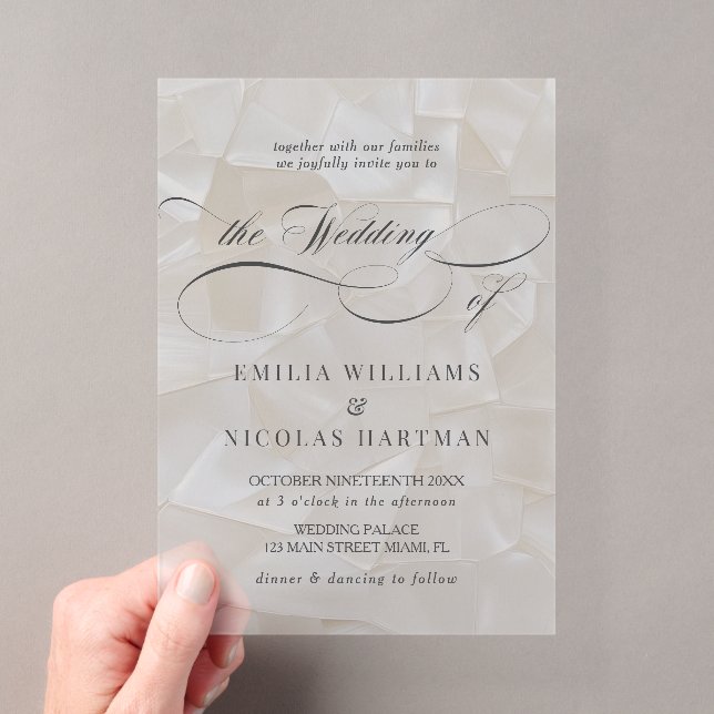 Invitations En Acrylique Mariage Script Élégant Moderne (In situ (ordinateur de poche))