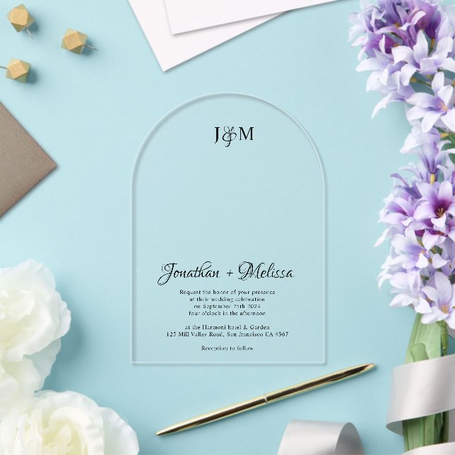 Invitations En Acrylique Mariage simple et élégant avec superposition de mo (Insitu (Mariage))
