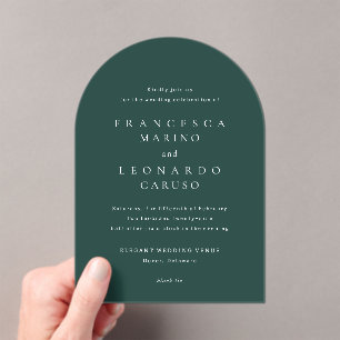 Invitations En Acrylique Mariage Simple Vert Émeraude Classique