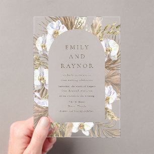 Invitations En Acrylique Mariage sur la plage aux Orchidées tropicales