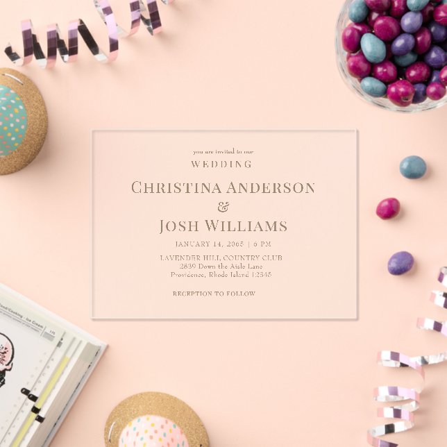 Invitations En Acrylique Mariage texte or simple (Insitu (Célébration))