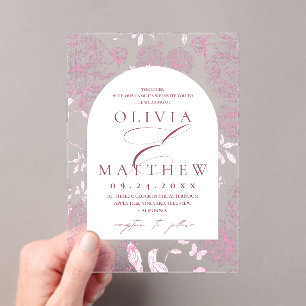 Invitations En Acrylique Mariage toile de peony française