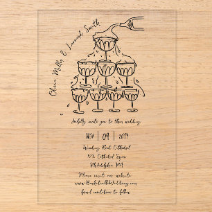 Invitations En Acrylique Mariage tour Champagne