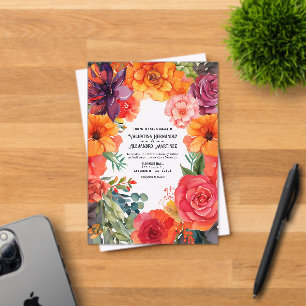 Invitations En Acrylique Mariage Transparent Coloré Floral Mexicain Fiesta