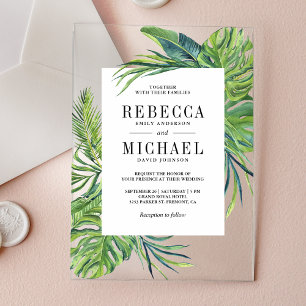 Invitations En Acrylique Mariage Tropical Monstera Palm