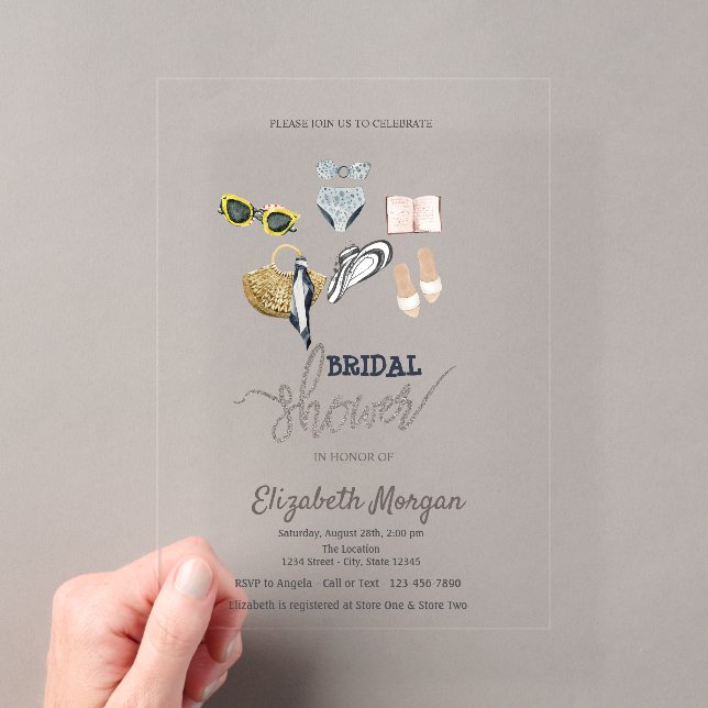 Invitations En Acrylique Mariage Tropical sur la Plage (In situ (ordinateur de poche))