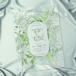 Invitations En Acrylique Mariage vert émeraude de feuillage vert de fougère
