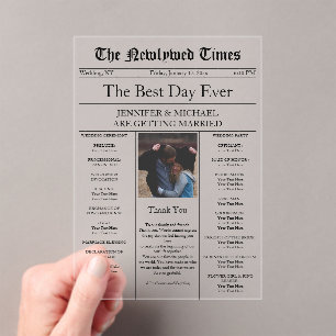 Invitations En Acrylique Mariage vintage de journal traditionnel