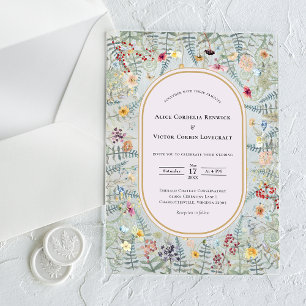 Invitations En Acrylique Mariage Vintage Fleur de Lavande Fougère
