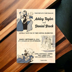 Invitations En Acrylique Mariage Vintage Rétro Fantaisiste Bande Dessinée M