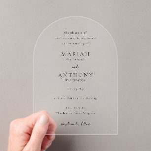 Invitations En Acrylique Mariah Minimal Mariage élégant