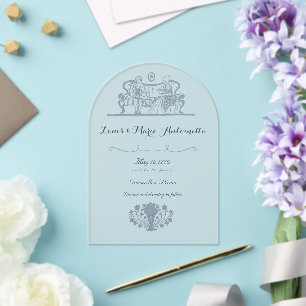 Invitations En Acrylique Marie Antoinette Rococo Dusty Mariage bleu