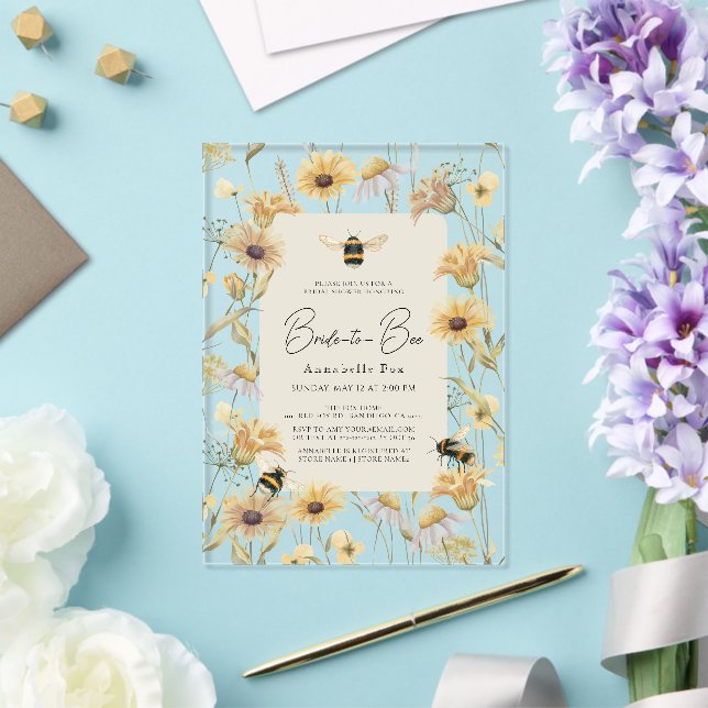 Invitations En Acrylique Mariée à Bee Chamomile & Fête des mariées de margu (Insitu (Mariage))