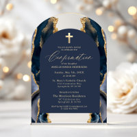 Marine Blue Gold Agate Confirmation Moderne