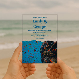 Invitations En Acrylique Marine sous les récifs marins Mariage côtier de po