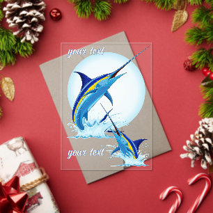 Invitations En Acrylique Marlin Bleu Jaillissant de l'Océan