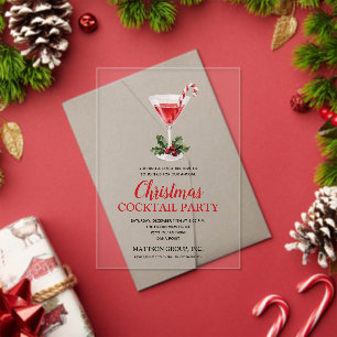 Invitations En Acrylique Martini de Noël au bonbon canne à sucre chic pour