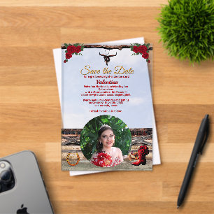 Invitations En Acrylique Masquerade Ranch Quinceañera Photo & Nom Personnal