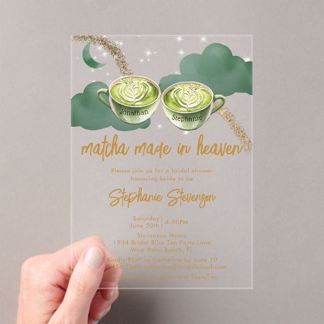 Invitations En Acrylique Matcha Lune Céleste Fabriquée En Fête des mariées  (In situ (ordinateur de poche))