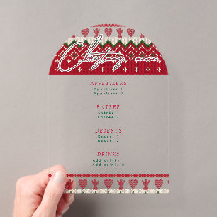 Invitations En Acrylique Menu de Noël Cœur d'Ange Hygge Tricoté Laid