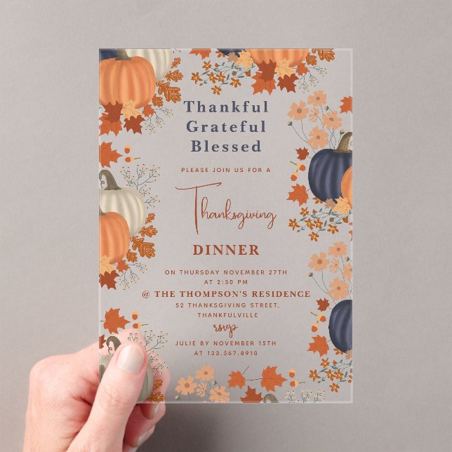 Invitations En Acrylique Merci Gratuit Citrouille Thanksgiving (In situ (ordinateur de poche))