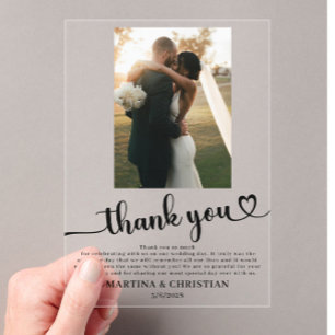 Invitations En Acrylique Merci Mariage photo