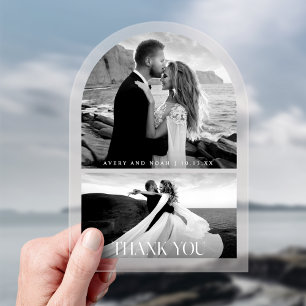 Invitations En Acrylique Merci photo de mariage élégant moderne