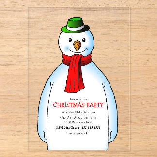 Invitations En Acrylique Merry Snowmans Christmas Party