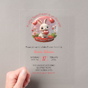 Invitations En Acrylique Mignon Lapin de Fête Prénatale Chéri Saint-Valenti