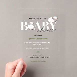 Invitations En Acrylique Mignonne Fête de Naissance Animaux de Ferme Mignon