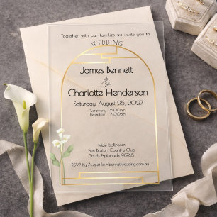 Invitations En Acrylique Minimal Art Nouveau Arceau en Or Lys de Callas Mar