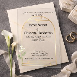 Invitations En Acrylique Minimal Art Nouveau Gold Arch Calla Lily Wedding