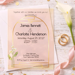 Invitations En Acrylique Minimal Art Nouveau Gold Arch Lily Wedding Blush