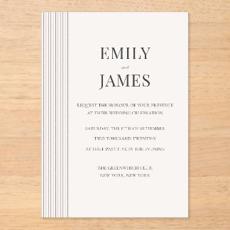 Invitations En Acrylique Minimal Old Money Brown Stripe and Ivory Wedding 